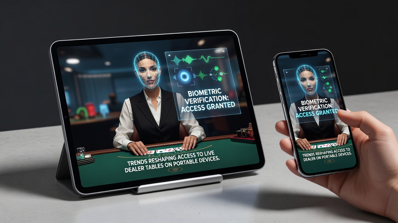 Mobile device showing biometric login for live dealer casino table