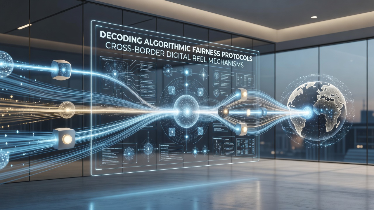 Digital reel mechanism interface displaying algorithmic fairness verification across multiple jurisdictions