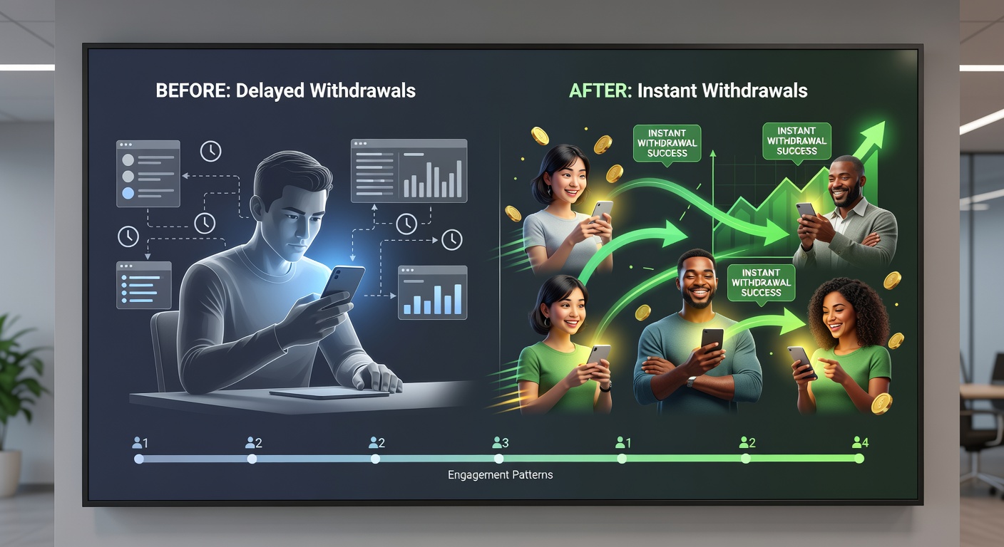 Mobile dashboard displaying real-time withdrawal status and recent transaction history for casino app users