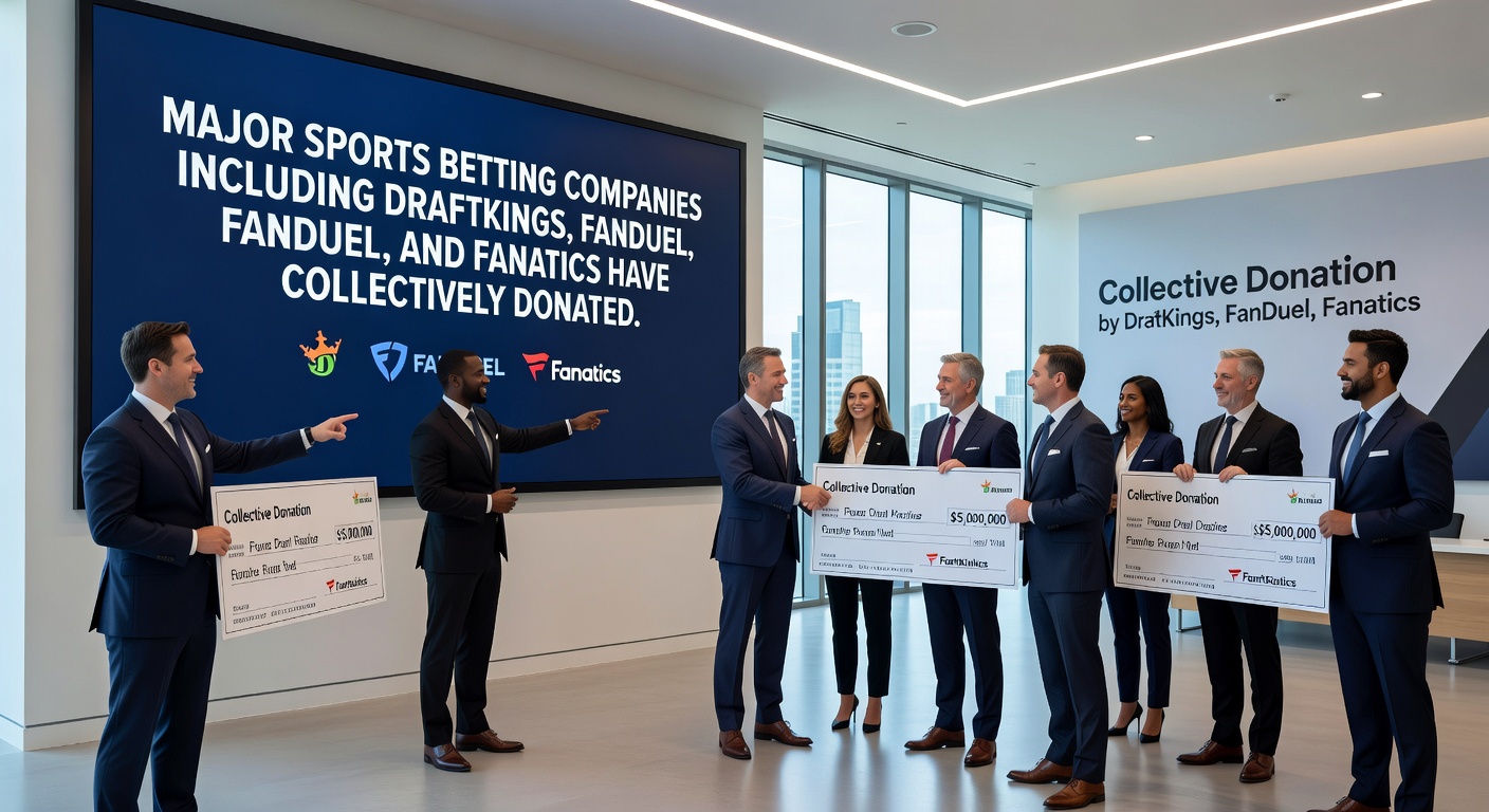 Map of the United States highlighting Georgia, Texas, and Pennsylvania with sports betting icons and dollar signs overlayed, illustrating key battleground states for industry influence