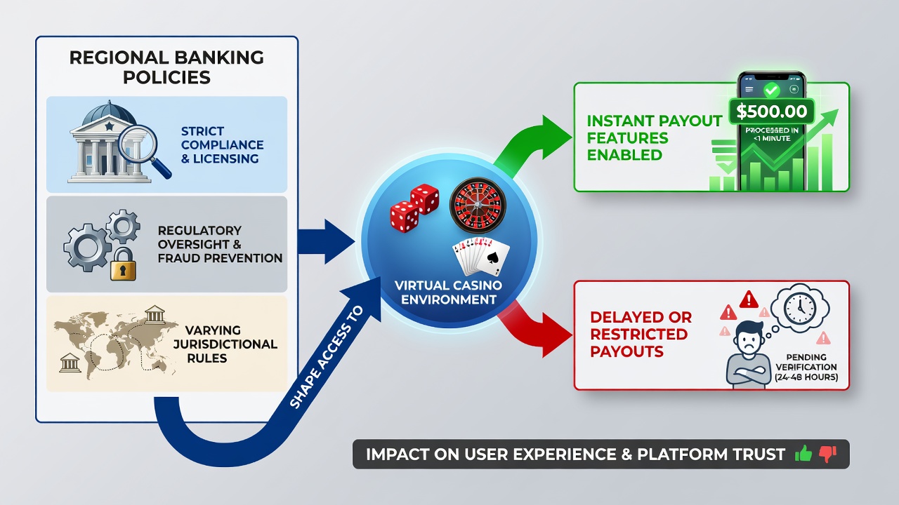 Payment processing systems shaped by local banking rules in casino apps