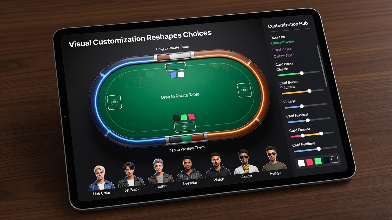Side-by-side comparison of two customized roulette interfaces demonstrating different visual themes and player avatar selections in an app environment