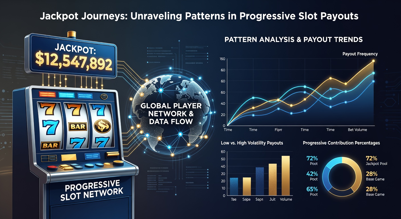Line graph illustrating progressive jackpot growth curves alongside historical payout spikes over several months