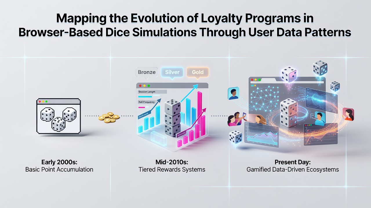 Visualization of user engagement metrics in browser-based dice platforms showing loyalty tier progression over time
