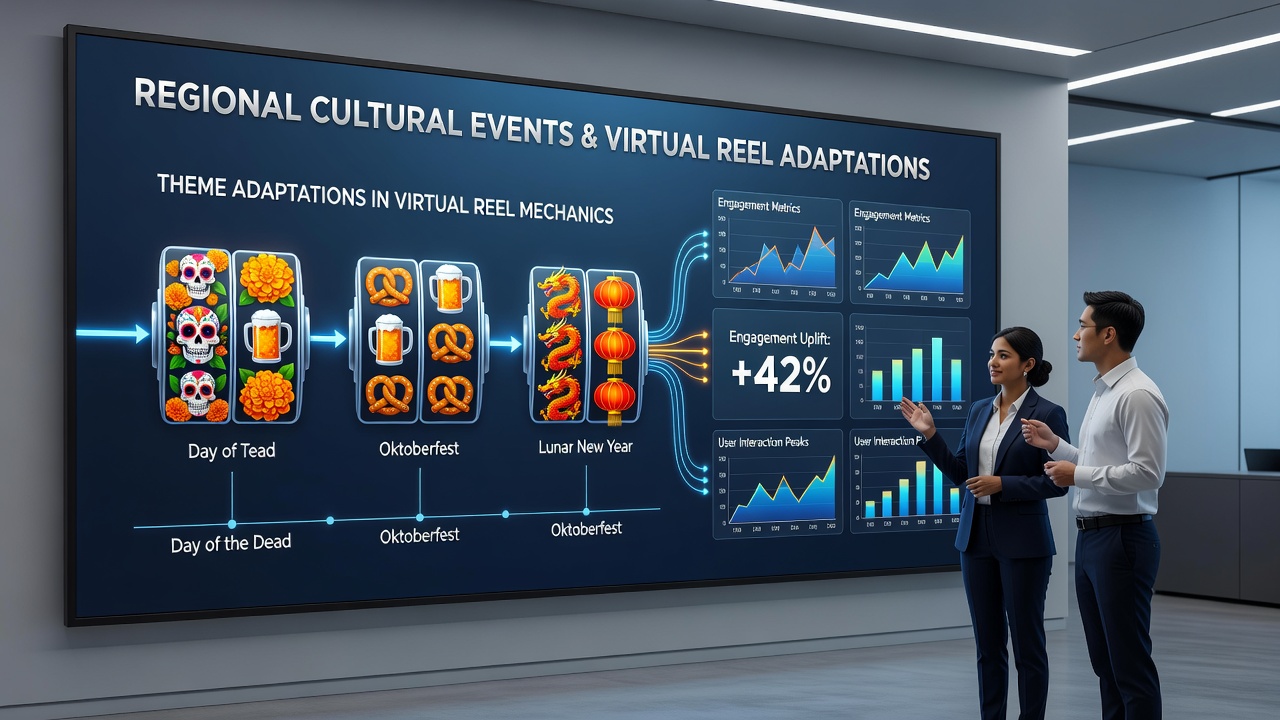 Analytics dashboard showing engagement spikes during regional festivals with reel theme variations
