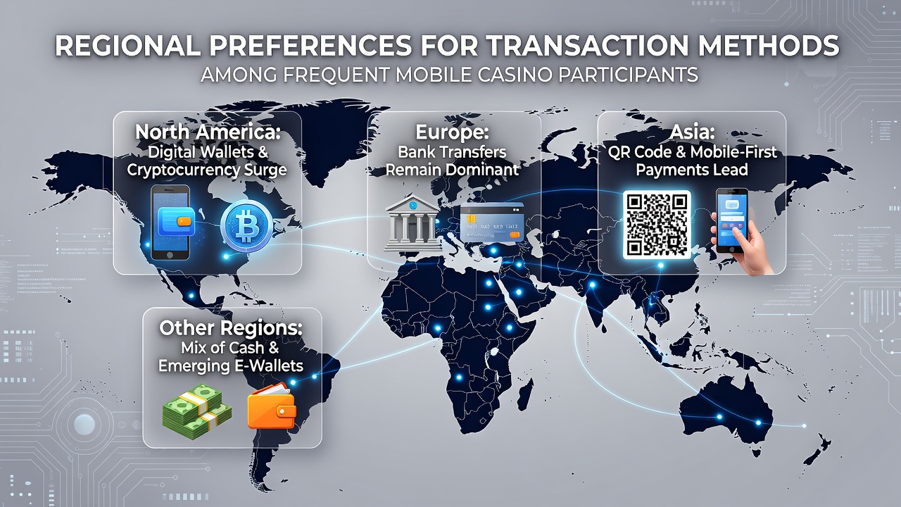 Chart showing mobile casino payment preferences across different global regions in 2026