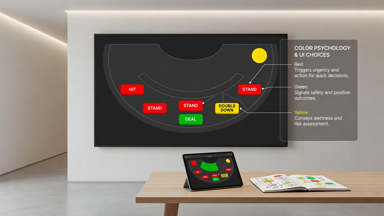 Close-up view of blackjack interface highlighting color-coded betting zones and card placement areas